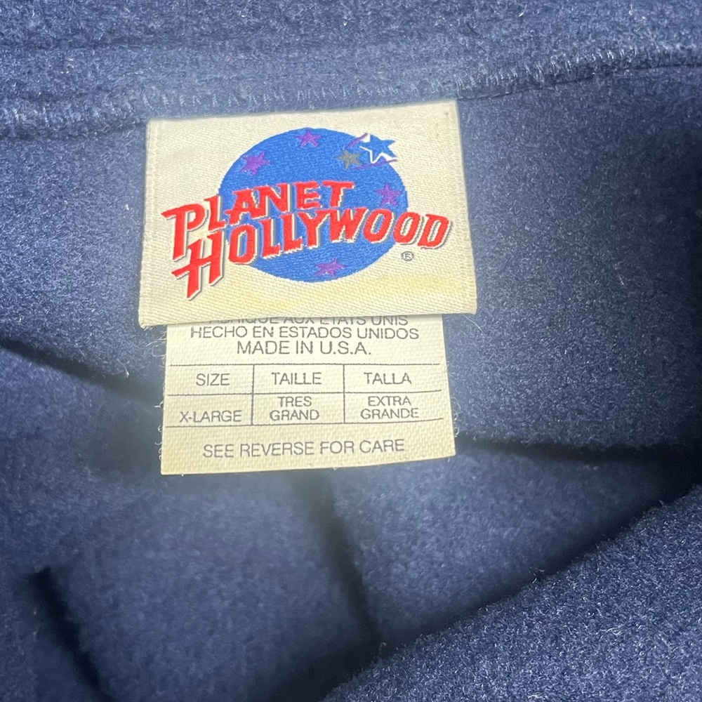 VTG Planet Hollywood Las Vegas navy blue fleece quarter-zip pullover jacket Xl - Picture 3 of 7